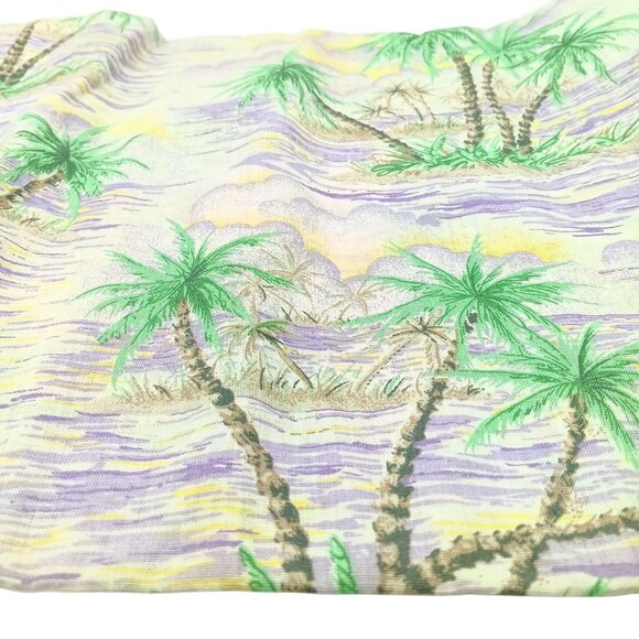 Vintage Hawaiian Tropical Palm Tree Print Fabric Retro Surfer Cloth 1yd - Picture 3 of 3